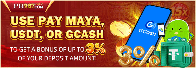 Use Pay Maya, USDT,  GCash  to get a bonus of up to 3%  of your deposit amount!